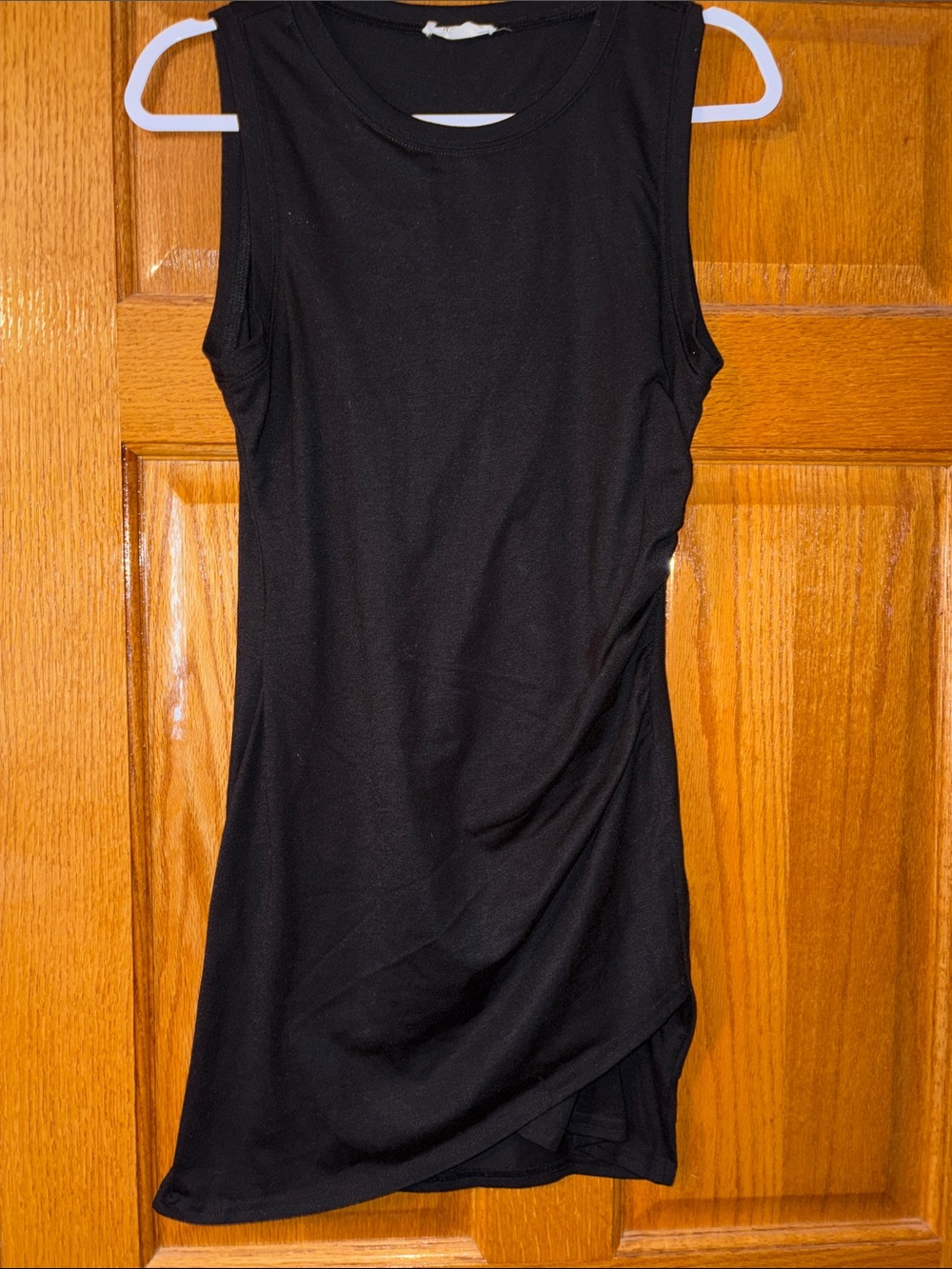 Black Sleeveless Draped Midi Dress - Women's